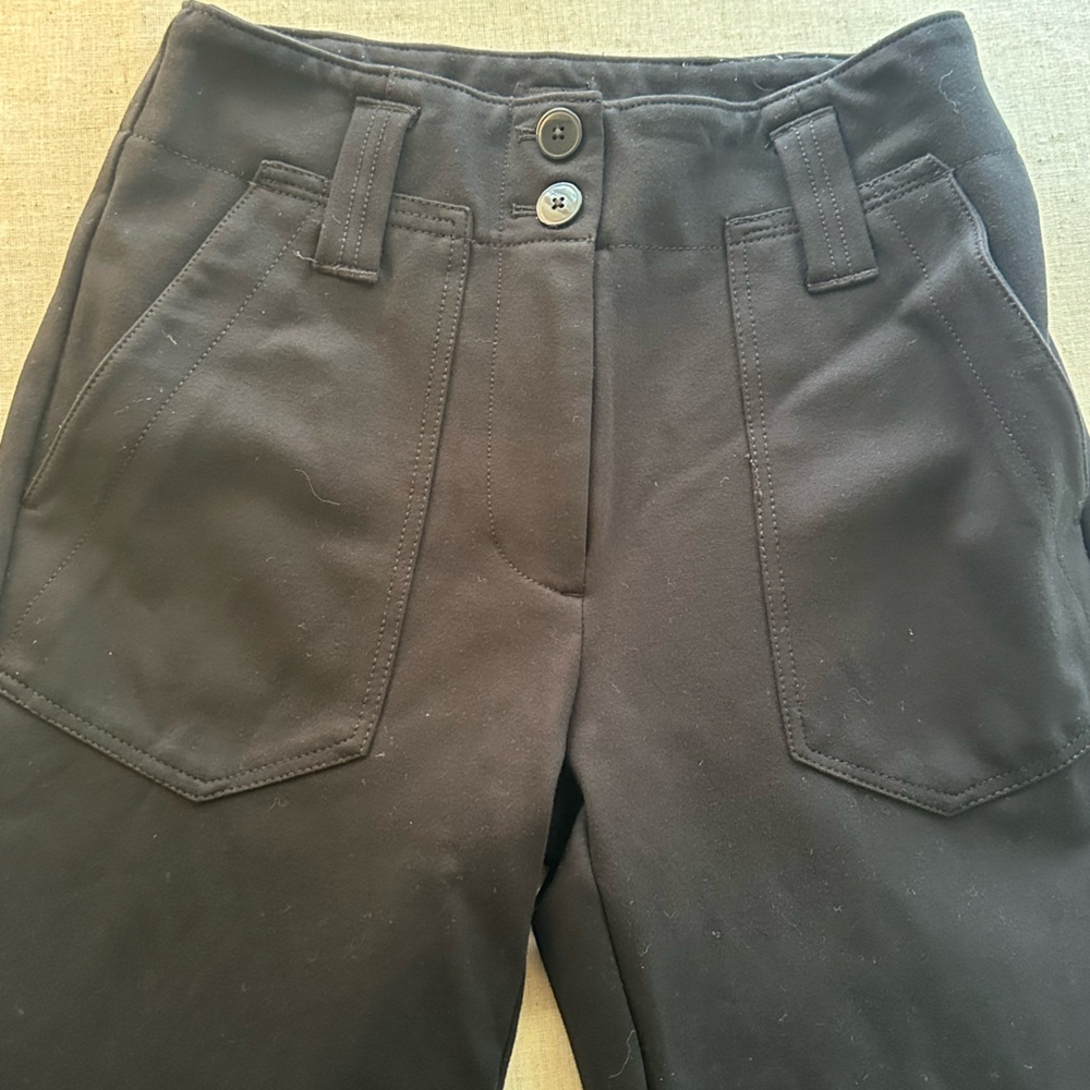 Anthropologie Maeve Black Stretch Trouser Pants Women Size 0 Wide leg CBK chic - Picture 3 of 10